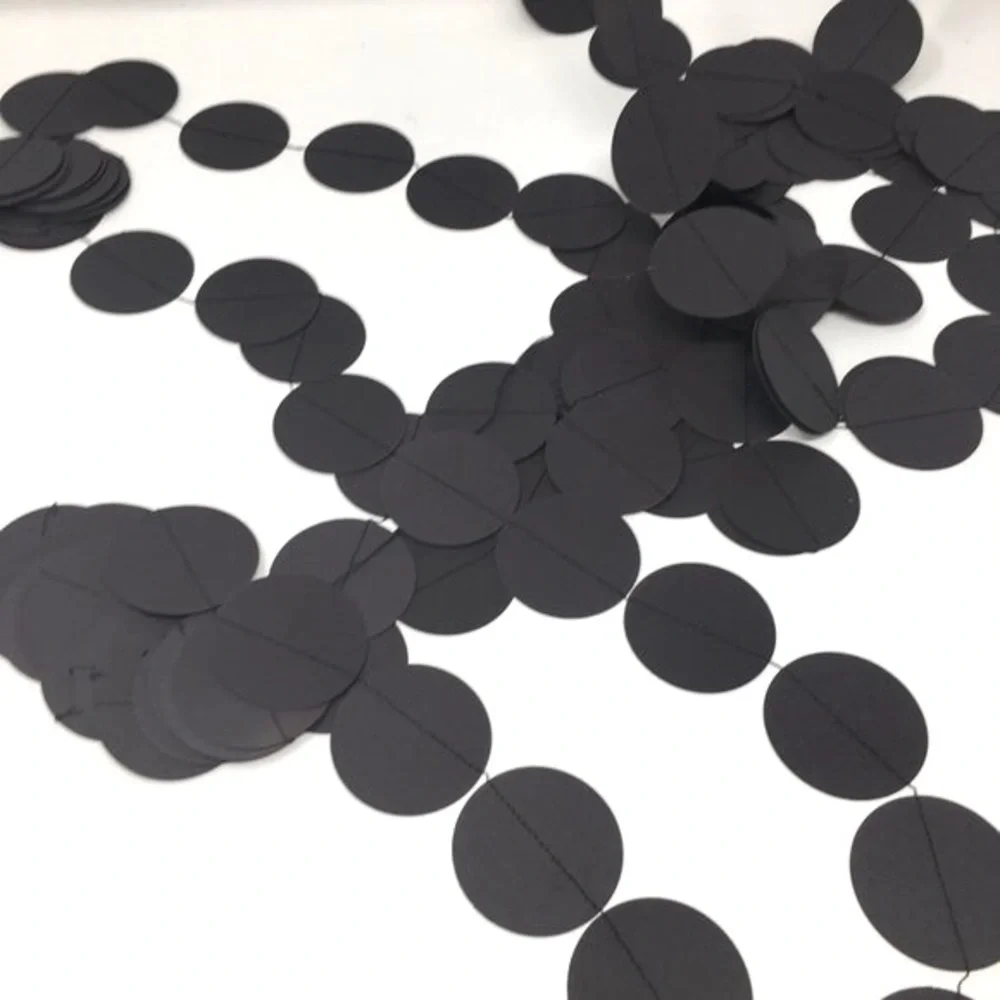 Black Dark Grey Round Paper Large Circle Party Halloween Extra Long Garland